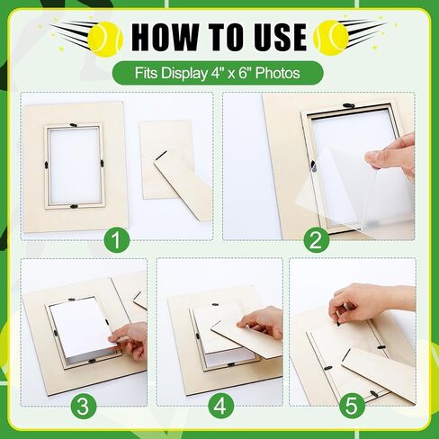 12 قطعة من إطار صورة التنس، هدية لفريق التنس الكرتوني، إطارات رياضية رياضية تناسب مقاس 4 × 6 بوصات، إطار صورة خشبي لديكور حفلات التنس، ومدرب رياضي، وفريق عيد الميلاد، وهدايا الحفلات in Kuwait