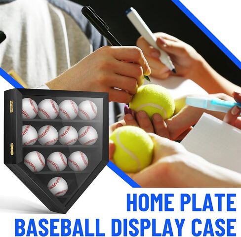 Baseballs Display Case Wall Cabinet with 12 Holders, Wood Ideal for Collection Autographed Baseball Ball Holder in Saudi Arabia