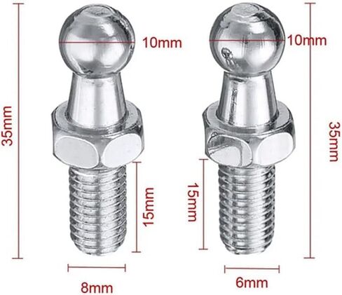 10 مللي متر M8 الكرة مسمار تصاعد الكرة مسامير البراغي ل الدعامات الغاز رفع يدعم الكرة المنتهية بونيه المناسب ، حزمة 4 in Kuwait