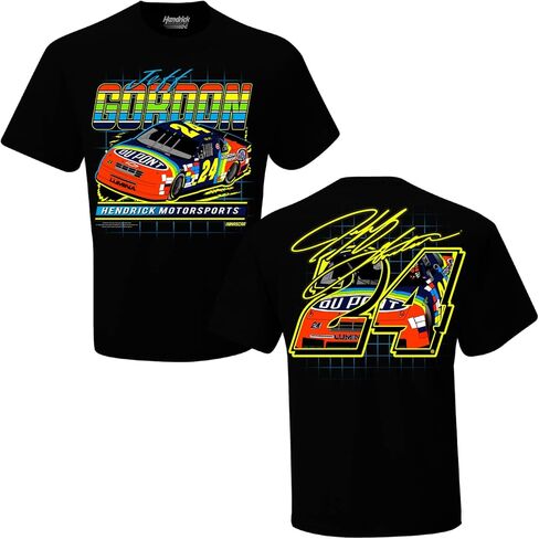 Jeff Gordon #24 Black NASCAR Cup Series Dupont Graph Retro Design Signature 2 Sided T-Shirt in Saudi Arabia
