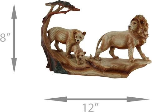 تمثال راتنج ذو مظهر خشبي منحوت لعائلة الأسد الأفريقي من زيكوس in Kuwait