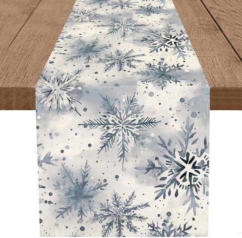 Winter Table Runner Snowflake Christmas Long Runners 13 x 72 Inch Watercolor Holiday Farmhouse Home Kitchen Table Decorations in Saudi Arabia
