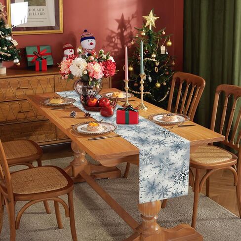 Winter Table Runner Snowflake Christmas Long Runners 13 x 72 Inch Watercolor Holiday Farmhouse Home Kitchen Table Decorations in Saudi Arabia