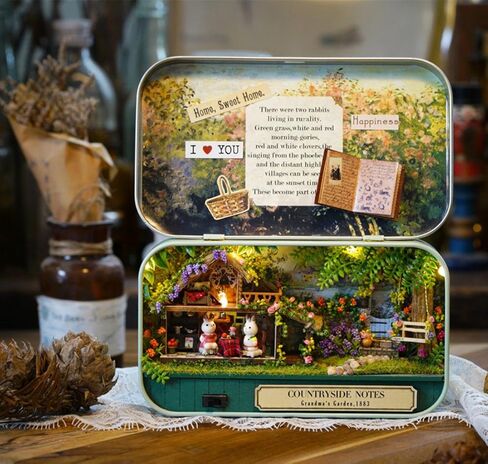 Flever Dollhouse Miniature DIY House Kit Creative Room with Furniture and Cover for Romantic Valentine's Gift(Happy Corner) in Kuwait