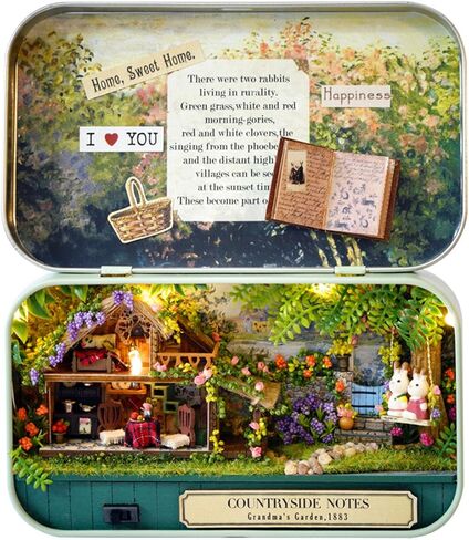 Flever Dollhouse Miniature DIY House Kit Creative Room with Furniture and Cover for Romantic Valentine's Gift(Happy Corner) in Kuwait