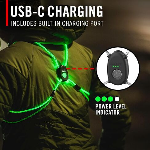 COAST LH150 الإصدار 2.0 سترة مضاءة LED قابلة لإعادة الشحن، 6+ أوضاع ألوان، عاكسة، مقاس واحد يناسب معظم الأشخاص مع *وقت تشغيل جديد ومحسن لمدة 18 ساعة* in Kuwait