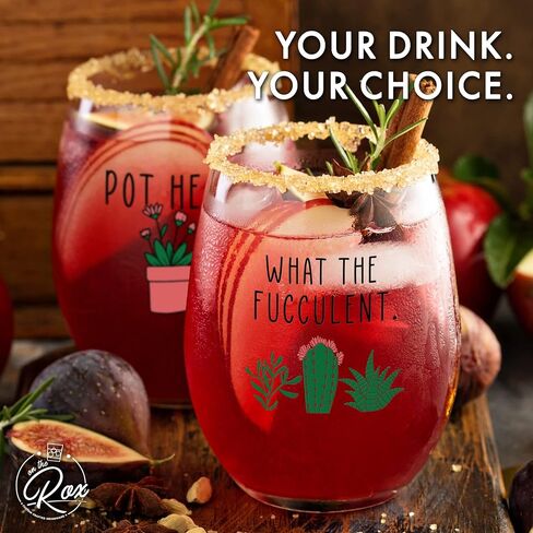 Succulent Plant Cactus Gifts for Women- Set of 2 Funny Wine Glasses 15oz - Plant Lover Gift Mug - What the Fucculent- Pot Head Crazy - Plant Lady Wine Glass Tumbler - Custom Stemless Wine Glasses in Saudi Arabia