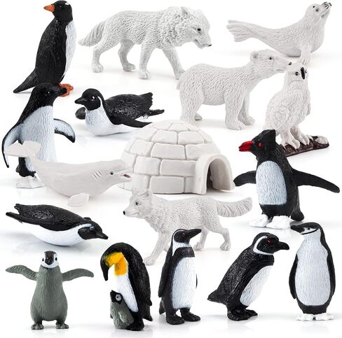 4PCS Penguin Lifecycle Antarctica Penguin Figurines Toy Playset Arctic Penguins Early Educational Toys Cake Decoration Christmas Birthday Party Supplies Decor in Kuwait