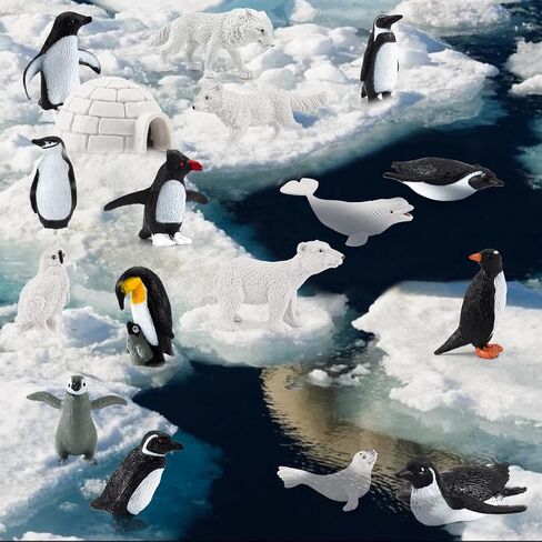 4PCS Penguin Lifecycle Antarctica Penguin Figurines Toy Playset Arctic Penguins Early Educational Toys Cake Decoration Christmas Birthday Party Supplies Decor in Kuwait