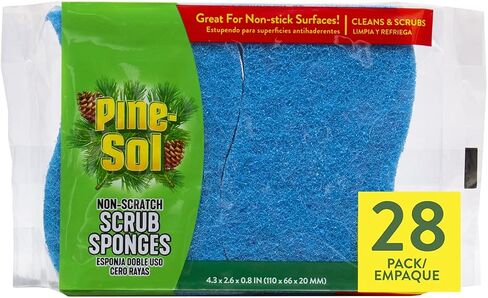 Pine-Sol Non Scratch Scrub Sponges - Double Sided Dish Scrubber Safe for Nonstick Cookware - Kitchen Essentials for Dishwashing and Cleaning, Bulk 28 Pack in Saudi Arabia