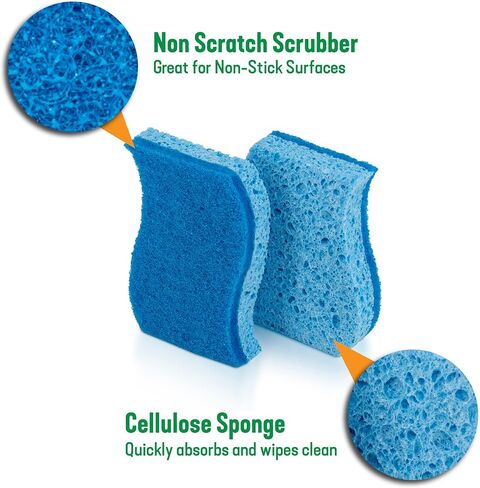Pine-Sol Non Scratch Scrub Sponges - Double Sided Dish Scrubber Safe for Nonstick Cookware - Kitchen Essentials for Dishwashing and Cleaning, Bulk 28 Pack in Saudi Arabia