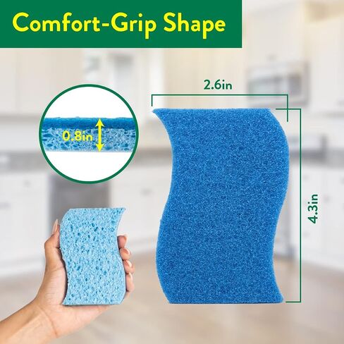 Pine-Sol Non Scratch Scrub Sponges - Double Sided Dish Scrubber Safe for Nonstick Cookware - Kitchen Essentials for Dishwashing and Cleaning, Bulk 28 Pack in Saudi Arabia