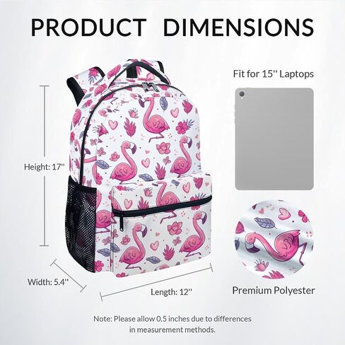 School Bag for Boys - Pink Durable Aesthetic Kid Backpack - 17 Inch Large Capacity Flamingo Bookbag for School, Travel and Camp in Saudi Arabia