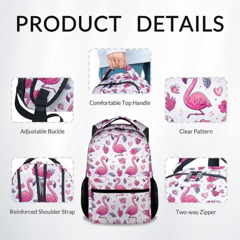 School Bag for Boys - Pink Durable Aesthetic Kid Backpack - 17 Inch Large Capacity Flamingo Bookbag for School, Travel and Camp in Saudi Arabia