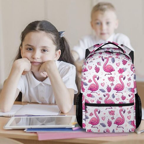 School Bag for Boys - Pink Durable Aesthetic Kid Backpack - 17 Inch Large Capacity Flamingo Bookbag for School, Travel and Camp in Saudi Arabia
