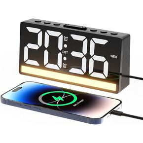 Loud Alarm Clock for Heavy Sleepers Adults Kids, 7" Large Screen Digital Alarm Clock with Big Numbers Display, Dimmable Night Light, Dual Alarms, Snooze, USB Charger, Ideal for Gift