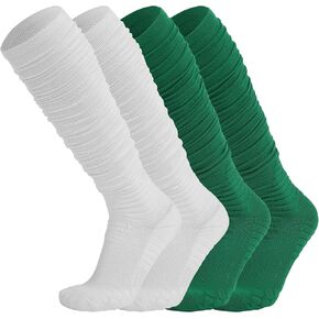 Hotfiary Scrunch Socks Football 2 Pairs Extra Long Padded Mens Youth Boys Soccer Socks Athletic Team Sports Baseball Socks