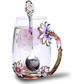 Luka Tech 35OZ Enamel Glass Flower Teapot With Removable Loose Tea Leaf Infuser Tea Maker,Gifts For Women,Mom,Mothers Day,Christmas,Birthday,Valentines Day