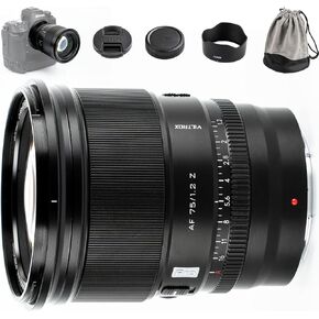 VILTROX 75mm f/1.2 Z Mount APS-C Prime Large Aperture Lens Compatible with Nikon Cameras Z30 Zfc Z50, Also Models Z7 Z6 Z5 Z6II Z7II Z8 Z9 Under APS-C Setting