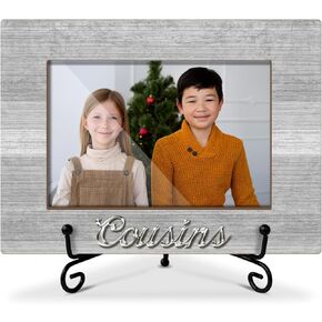 Wooden Photo Frame Cousin Appreciation Gift for Woman Man Sister Brother, Wooden Photo Frame with Iron Stand for Tabletop or Desktop Display, Home Table Decoration (4x6 Horizontal Photo) - 07