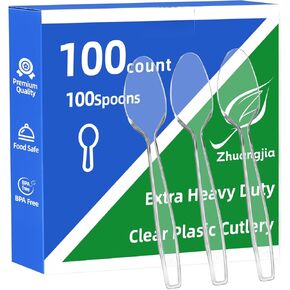 350 Count Clear Plastic Silverware, Extra Heavy Duty Plastic Forks, Premium Disposable Plastic Utensils Set, BPA-Free Heat Resistant Plastic Cutlery Set for Party Supplies, Weddings and Everyday Use