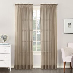 No. 918 Emily Sheer Voile Rod Pocket Curtain Panel, 59" x 84", Taupe