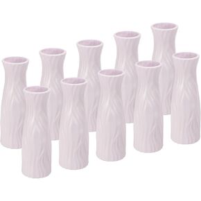 PATIKIL Flower Vase, 10 Pack Plastic Vase for Flowers Small Tall Floral Vase Ceramic Look Table Centerpieces for Home Room Decor, White