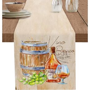 Thanksgiving, Cotton Linen Small Table Runner 13 x 36 inch Non-slip Rectangular Kitchen Coffee Dining Table Decor for Wedding Party Holiday Dinner Fall Blue Orange White Pumpkin Eucalyptus