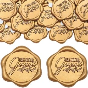 SWANGSA 100Pcs Heart with Olive Branch Wax Seal Stickers, Antique Gold Wedding Party Invitation Envelope Seals Self Adhesive Wax Stickers for Invitation, Greeting Cards, Gift Wrapping