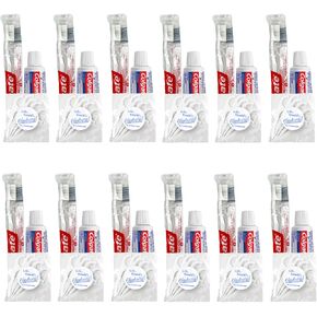 Colgate Travel Size Cavity Protection Toothpaste .85 Oz and Colgate Soft Toothbrush Bundle with Gladness! 5-Pack Floss Picks TSA Approved Size Bulk (12 Count)