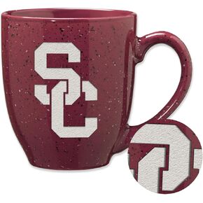 Rico Industries NCAA Southern California Trojans - USC Maroon 16 oz Team Color Laser Engraved Speckled Ceramic Coffee Mug