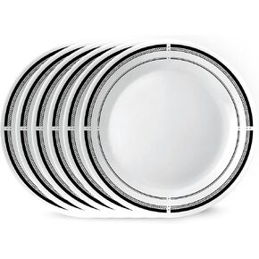Corelle 6-Piece 10.25" Dinner Round Plates, Vitrelle Triple Layer Glass, Lightweight Round Plates, Large Round Plates, Chip and Scratch Resistant, Microwave and Dishwasher Safe, Brasserie