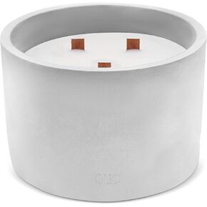Zen Candles - Concrete Plant Pot Decor Reusable Amber Wood Jasmine Baccarat Rouge Sandalwood Violet Le Labo Santal Oud Vanilla Bond Nomad Musk Rose (Musky Amber & Rose, Medium), Gray