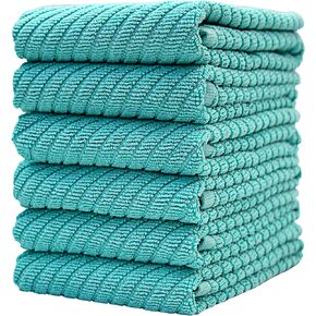 مناشف مطبخ فاخرة (16 بوصة × 25 بوصة، 6 عبوات) | فوط مطبخ قطنية كبيرة | مناشف الأطباق | تصميم نسج قطري | مجموعة مناشف شاي عالية الامتصاص بوزن 445 جرامًا لكل متر مربع مع حلقة تعليق | أحمر in Kuwait