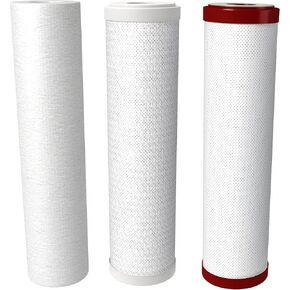 AquaticLife 10-Inch Sediment, Carbon Block and Carbon Plus Chloramine Water Filter Replacement Cartridge Kit for RODI System Reverse Osmosis Deionization Filtration Unit