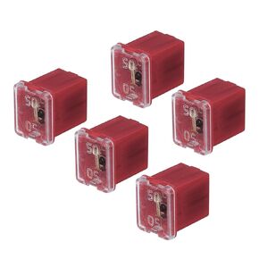 uxcell Automotive Cartridge Fuse 48V 50A Female Terminal J Case Box Low Profile for Car Truck Red 5pcs
