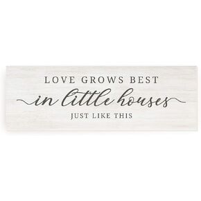 Love Grows Best in Little Houses Just Like This Wood Rustic Style Wall Décor Sign With Frame 8x24