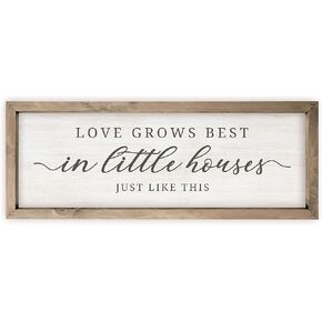 Love Grows Best in Little Houses Just Like This Wood Rustic Style Wall Décor Sign With Frame 8x24