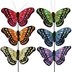 Artificial Butterfly Made of Feather - 3'' Orange Monarch with Clip