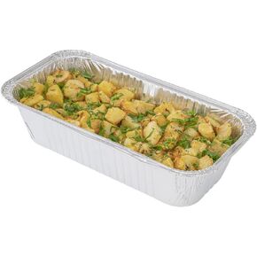 Restaurantware Foil Lux 12.5 x 6.5 Inch Loaf Foil Pans 25 Oven-Ready Foil Trays Lids Sold Separately 1/3 Third-Size 5 LB Silver Aluminum Disposable Baking Pans Freezable