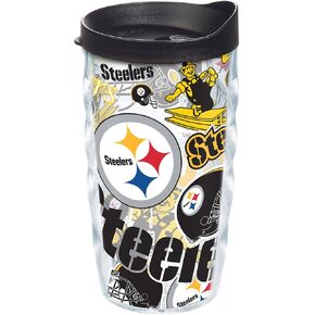 كوب Tervis مصنوع في الولايات المتحدة الأمريكية بجدار مزدوج NFL® Pittsburgh Steelers معزول يحافظ على المشروبات باردة وساخنة، مموج 10 أونصة، في كل مكان