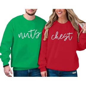 ASTANFY Christmas Sweatshirt Xmas Couples Matching Outfits Nuts Graphic Pullover Sweater Holiday Long Sleeve Shirts