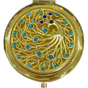 1PC Portable Makeup Mirror Vintage Butterfly Patterns Cosmetic Makeup Pocket Purse Magnification Jewel Mirror(Golden)