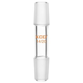Straight Adapter with 14/20 Joint, Borosilicate Glass Adapter 30 mm Between 2 24/40 Ground Inner Standard Taper Joints, Suitable for Laboratory Use