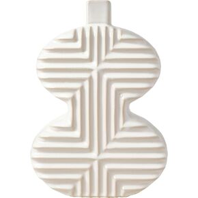 Mikasa Geometric Square Stoneware Ceramic Vase, 8.43x2.44x8.35 Inch