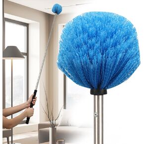 Cobweb Duster with Extension Pole Outdoor, Spider Web Cleaner Brush with Pole Long Handle for High Ceiling Wall Duster 7ft, Web Remover Brush and Pole Dusting Brush House Cleaning Tools