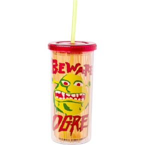 Silver Buffalo NBC Universal Shrek Beware Ogre Plastic Tall Cold Cup with Lid and Reusable Straw, 20 Ounces in Kuwait
