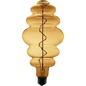 Large LED Vintage Edison Bulb Hamburg Decorative Light Bulb Non-Dimmable, 40 Watt Equivalent 360LM 2300K Warm White Amber 4W E26 Spiral Filament Light for Decoration Lighting, 110V(1 Pack)