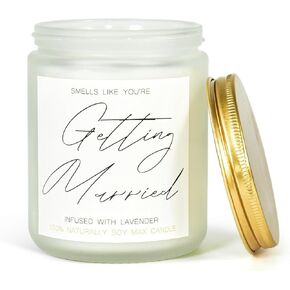 Engagement Gifts for Couples, Engagement Gift, Bridal Shower Gifts, Engagement Party Decorations, Couples Gift - OMG Youre Engaged 7oz Natural Soy Lavender Candle with 50+ Hours Burn Time