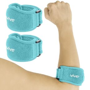 Vive Tennis Elbow Brace for Men & Women 2 Pack - Tendonitis Elbow Brace For Bursitis, Golfers Elbow, Medial Epicondylitis, Arthritis & Pain Relief - Arm Support Band, Adjustable Forearm Pain Relief (Black)